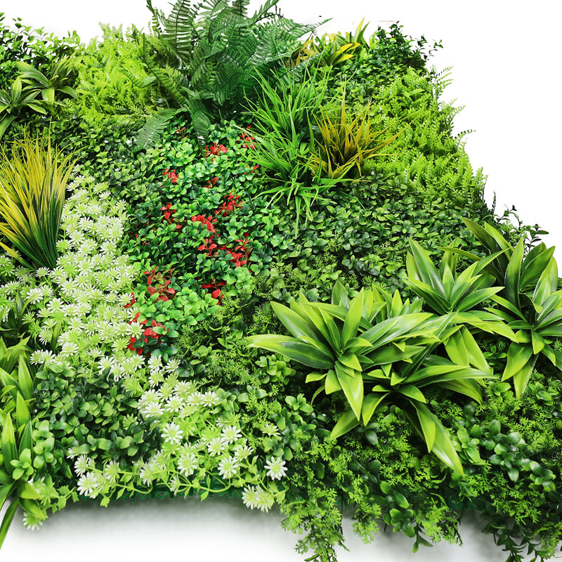 40" Artificial Fern Yucca Grass Daisy Greenery Wall Panel Hedge Mat Backdrop Privacy Screen