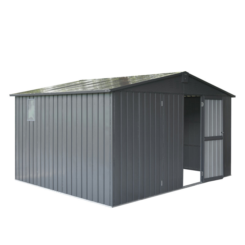 Remise de rangement arrière 11 pi x 9 pi avec structure en acier galvanisé et fenêtres, Gris foncé