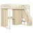 Full Size Loft Bed with Storage Staircase,Built-In Dressing Table with Mirror and Drawer, Wardrobe & Cabinets, USB Charging Ports and Lights, Beige-1088749686