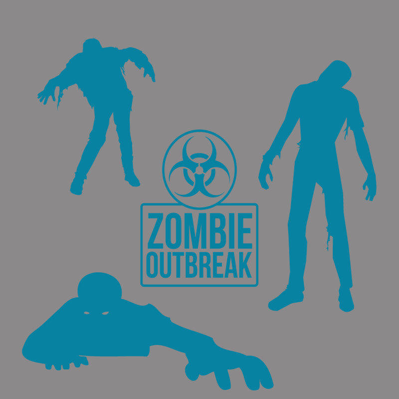 Ensemble de décalcomanie murale zombie, Bleu sarcelle