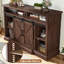  Meuble télé Allen avec porte de grange coulissante et grandes tablettes de rangement l 66 po Allen, brun-105532820