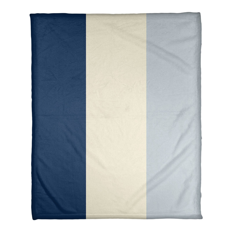 Quilted Throw Blanket, Seattle, 30" W x 40" L, Navy Blue/Cream/Silver