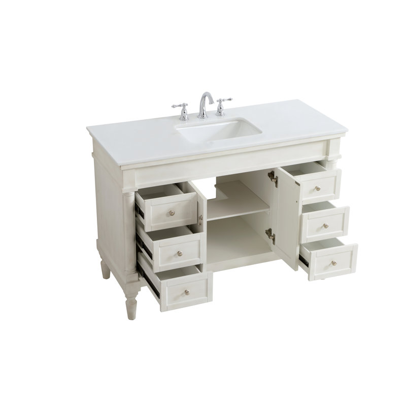 Ensemble de meuble-lavabo simple 48 po Lexington, Blanc antique, Blanc ivoire
