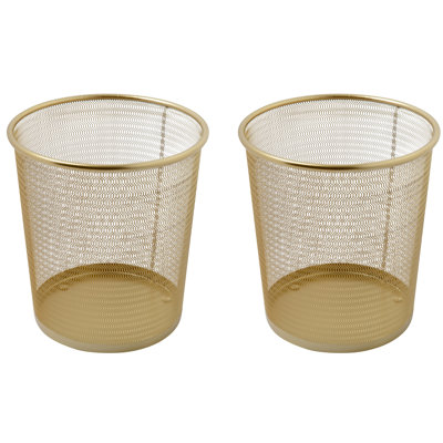 Martha Stewart Ryder Set of 2 Premium 4.5 Gallon Mesh Metal Wastebaskets