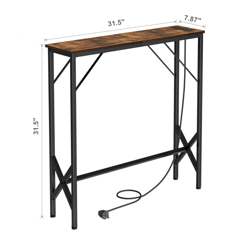 Console étroite pour entrée, Brun rustique