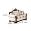 Catie 66 Inch Loveseat, Beige, Nailhead Trim, Cherry Brown Solid Wood