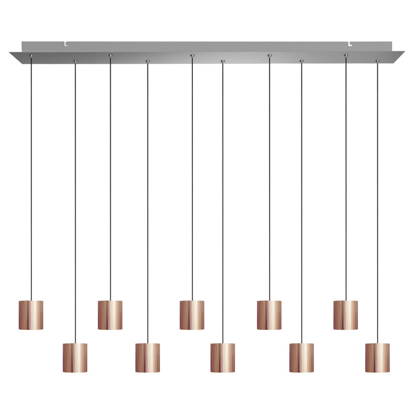 Luminaire suspendu tambour en grappe 10 lumières Andromedae, Cuivre