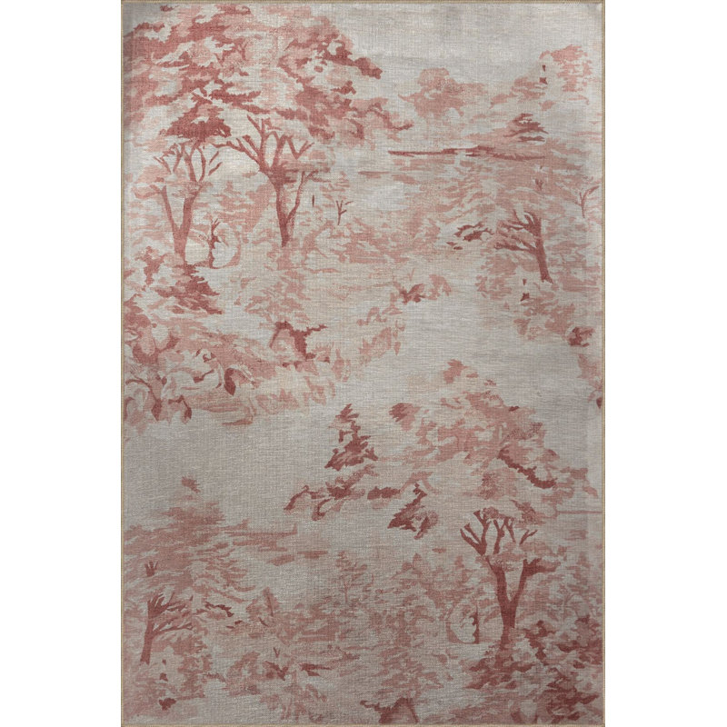 Tapis décoratif lavable à la machine rose