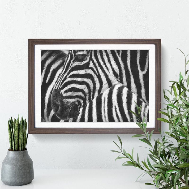 Zebra Vol.2 - Picture Frame Painting, 48cm H x 65cm W x 2cm D, Walnut