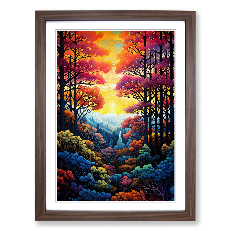 Single Picture Frame Print on Wood, 46cm H x 34cm W, Walnut Framed