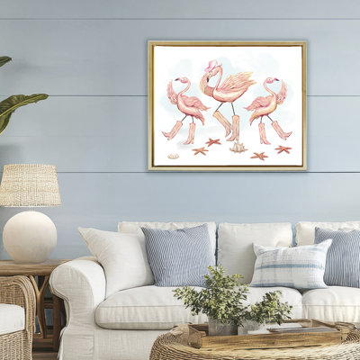 Cadre flottant dansant de flamants roses, design par Ziwei Li