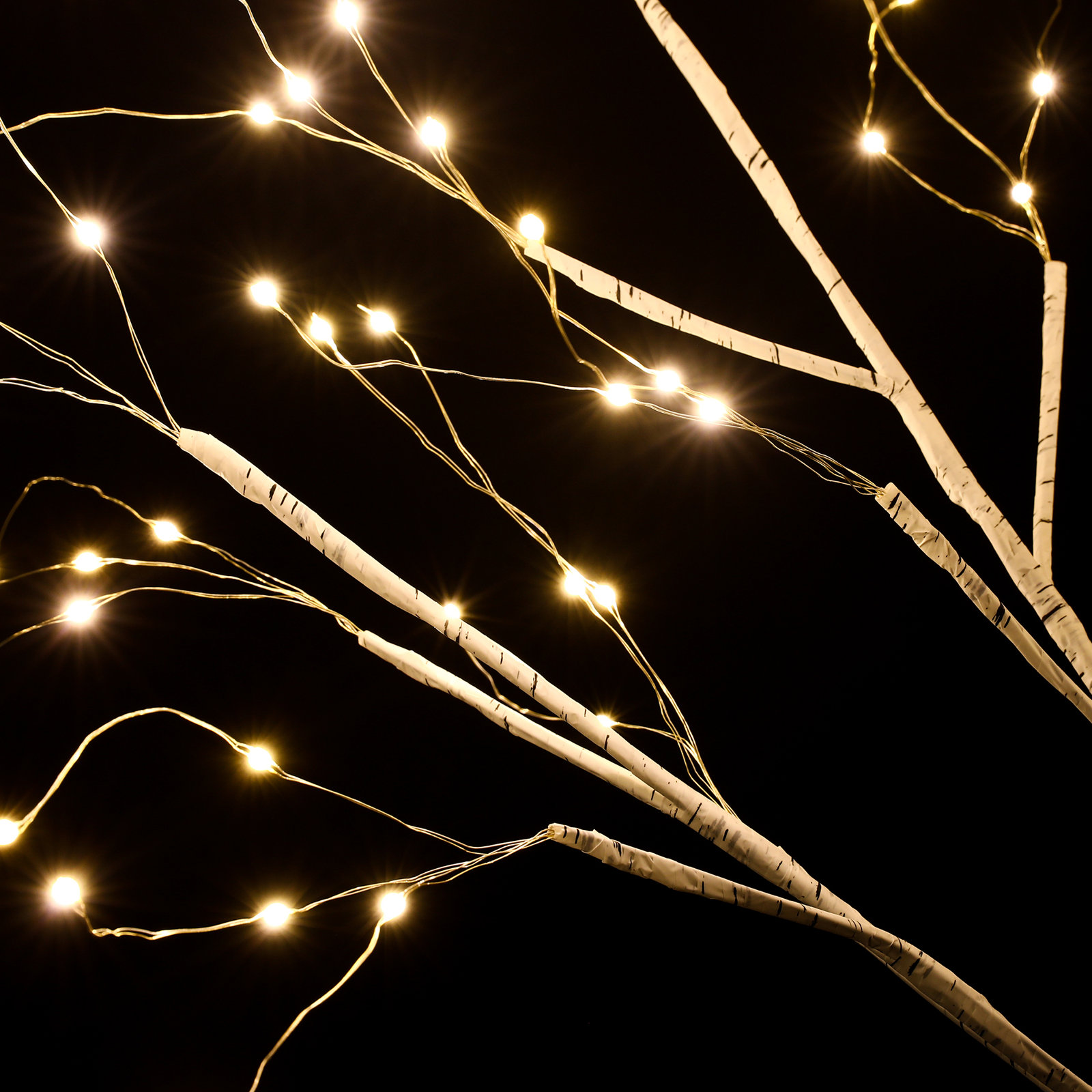4' Snowy Artificial Lighted Birch Tree