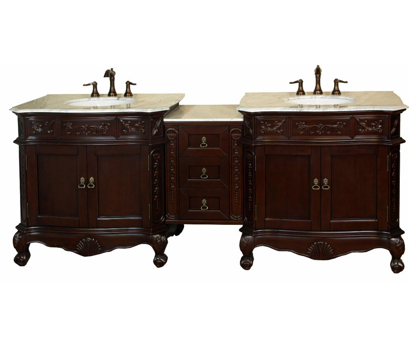 Elbridge 82.7 " W Freestanding Standard Free Standing 2 Double Vanity Bathroom Vanity With Carrara Marble Top