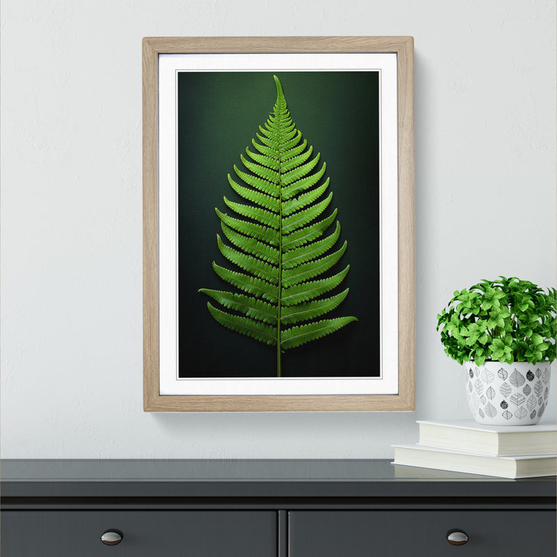 Fern Leaf Tachisme - Framed Print, Oak, 64cm H x 46cm W x 2cm D