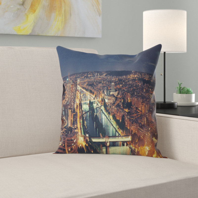 Coussin décoratif soirée cityscape photo paris city, 16 po x 1 po, Coussin décoratif