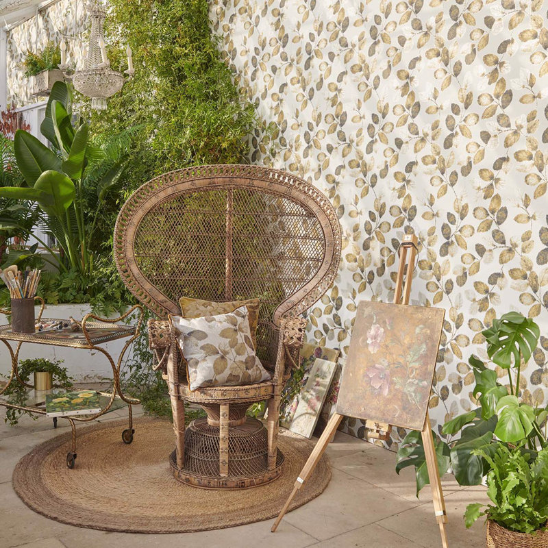 Northia Marianne 10.05m x 52cm Distressed Wallpaper Roll, Olive/Peacock