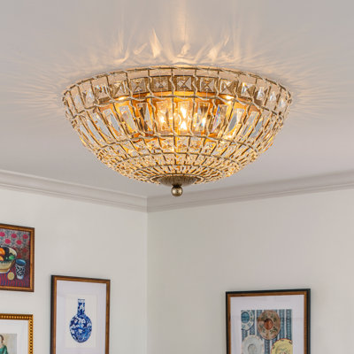 4-Light Vintage Crystal Lantern Ceiling Light in Antique Bronze