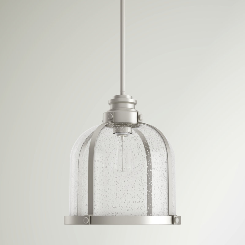 Barbour 1-Light Dimmable Single Pendant, Brushed Nickel, 61" H x 12.25 " W x 12.25 " D