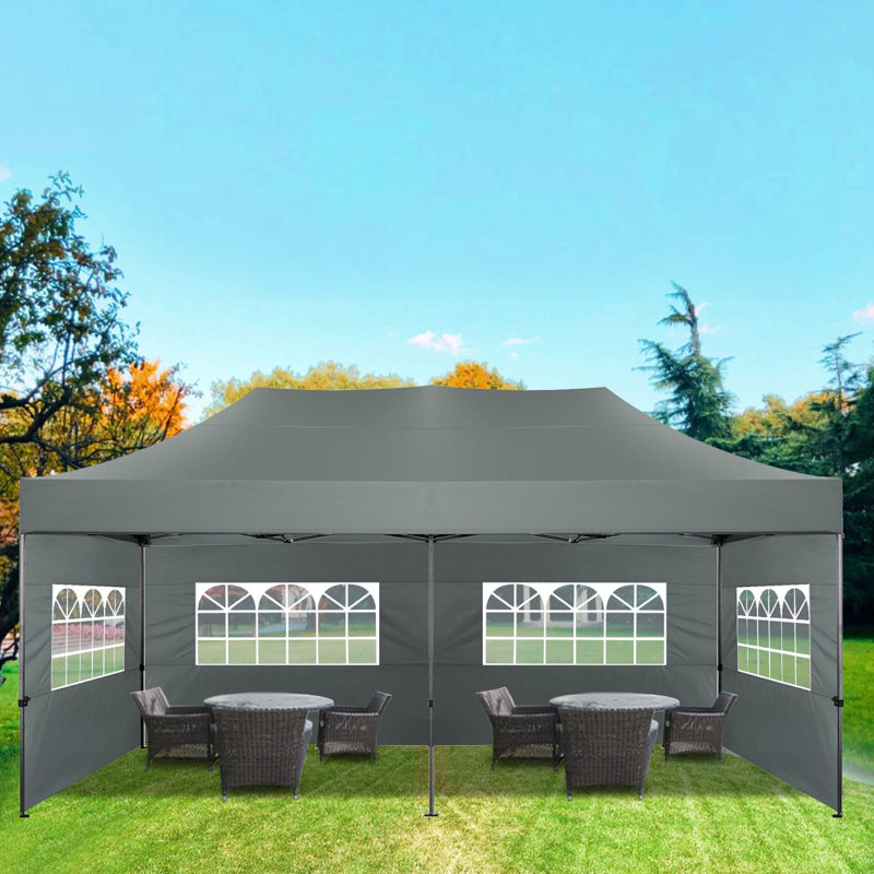 Gray Heavy Duty 10' x 20' Pop Up Canopy Tent with Removable Sidewalls