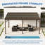 Pergola murale de terrasse avec toit en acier galvanisé incliné-123258211-123258209
