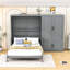 Grand lit escamotable en bois avec tablettes-1420876881