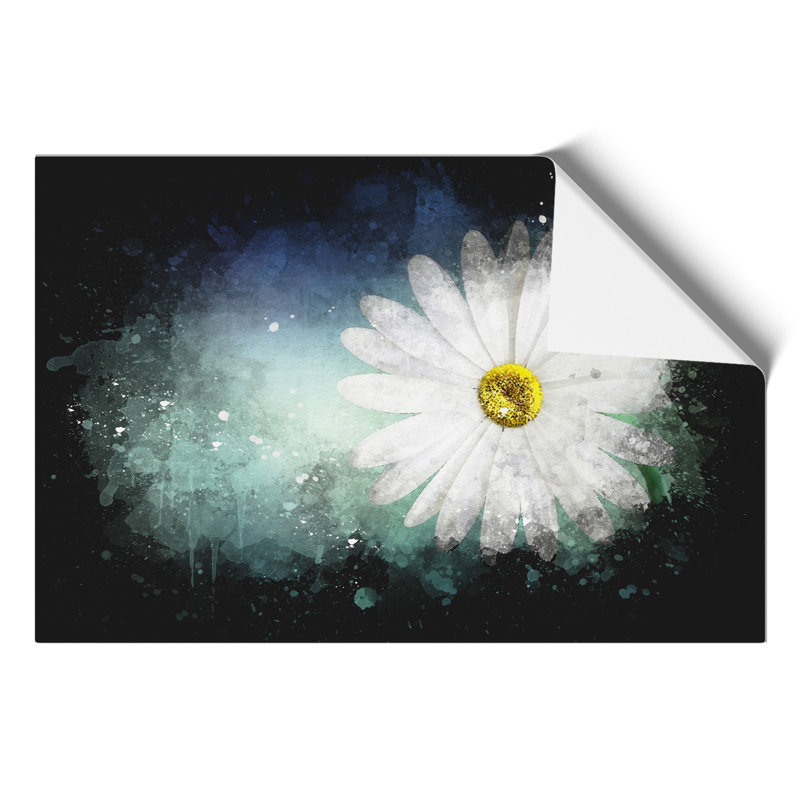 White Daisy Paint Splash - Frameless Print, 59cm H x 84cm W x 0.1cm D