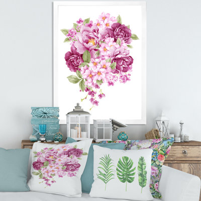 Fleurs roses rétro - peinture sur toile