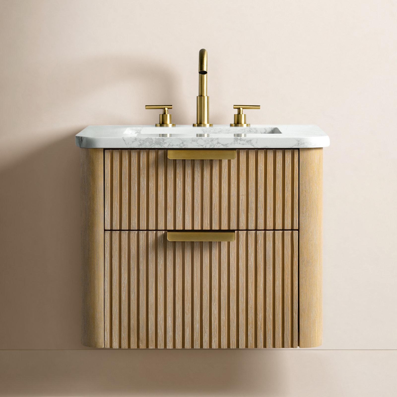 Liljan 24" Oak Single Bathroom Vanity, Classic Oak/Brushed Bronze