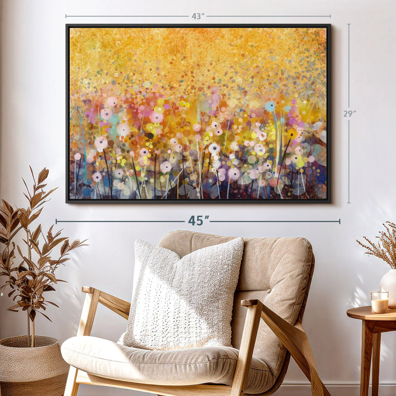 Abstrait «Soft Color Abstract Flowers Canvas Print», H 29 po x l 43 po
