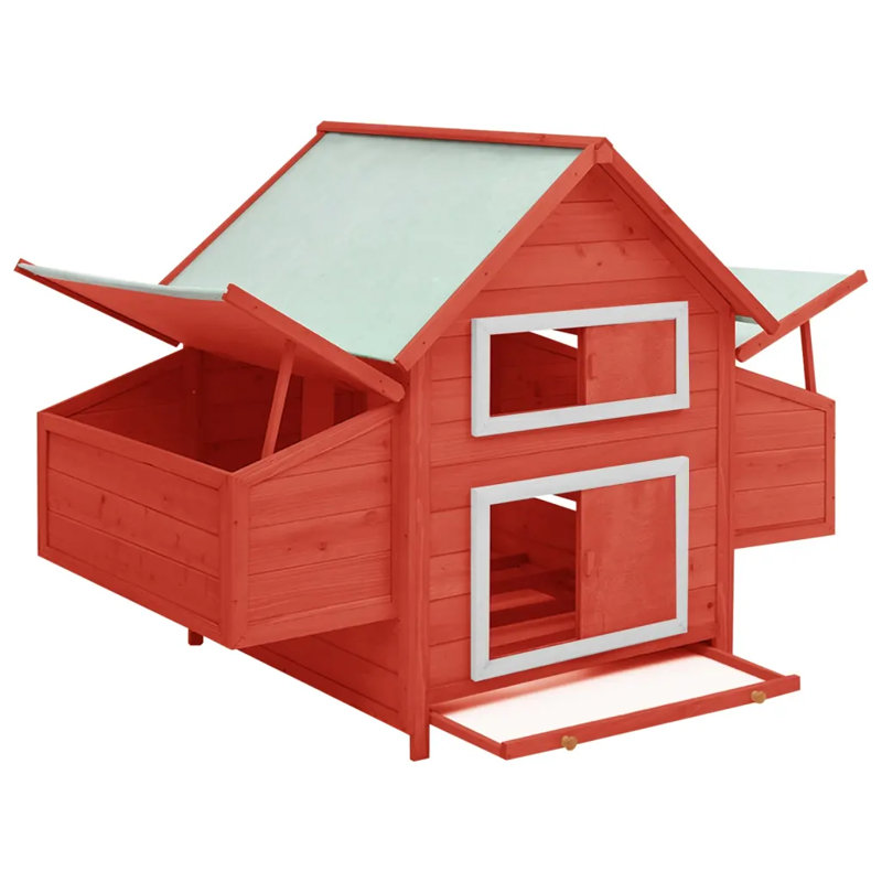 Brashear Chicken Coop 150x96x110 cm Solid Firwood, Red/White