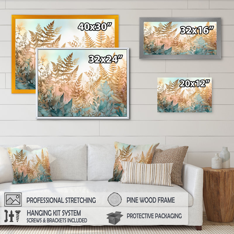 Annecliffe Fern Fantasia - impression, H 24 po x l 32 po x P 1 po, Toile tendue