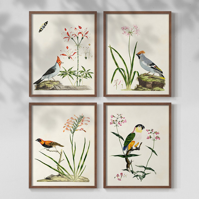 Avant Mod I Framed Print - Set of 4, Walnut, 10" H x 32" W