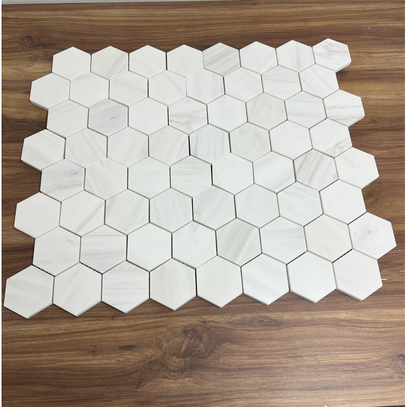 Mosaïque en marbre 3 po Bianco Dolomite, Poli