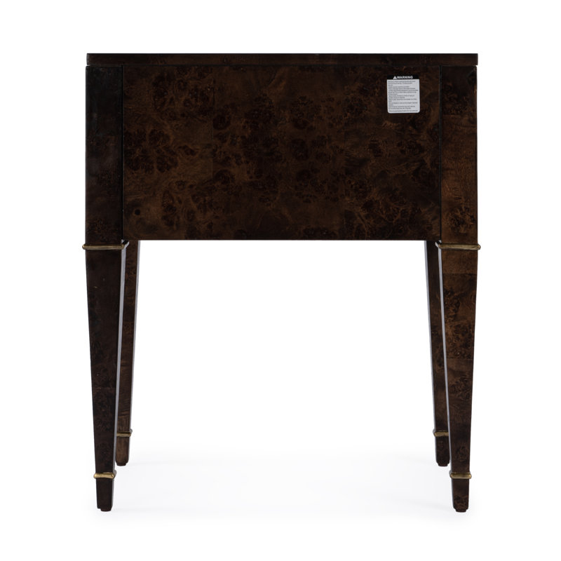 Kai 2 Drawer End Table, Dark Burl