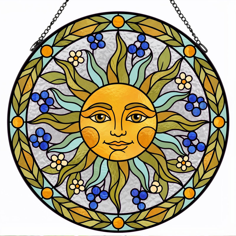 Panneau de vitrail Sun Face H 12 po, 12"H