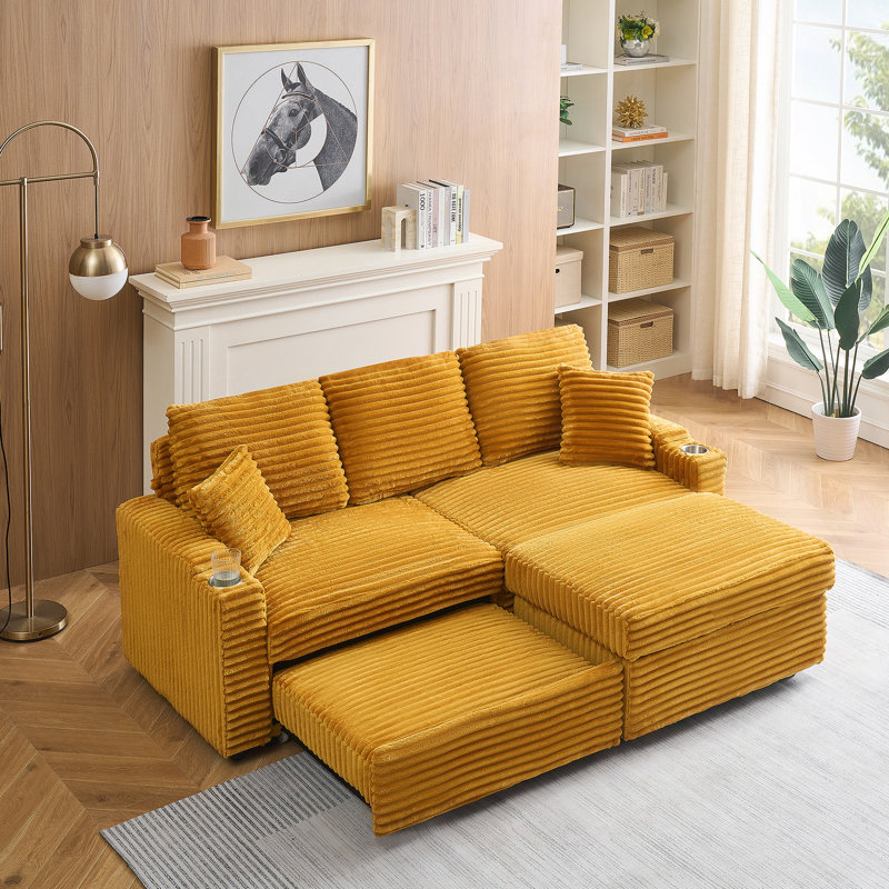 Versatile Foldable Sofa with Cup Holders and Storage Function for Home