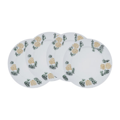 Pinecone Botanical Charger Plates (Set of 4) – Holiday Tabletop Chargers for Dining Table, Place Settings and Entertaining