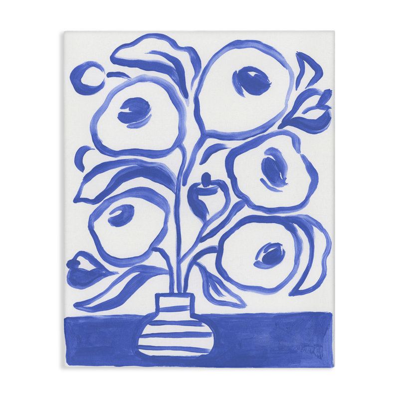 Art mural moderne sur toile, "Modern Blue Vase" par June Erica Vess, H 20 po x l 16 po
