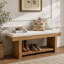 Banc en bois massif 47,2 "avec siège rembourré et rangement pour chaussures