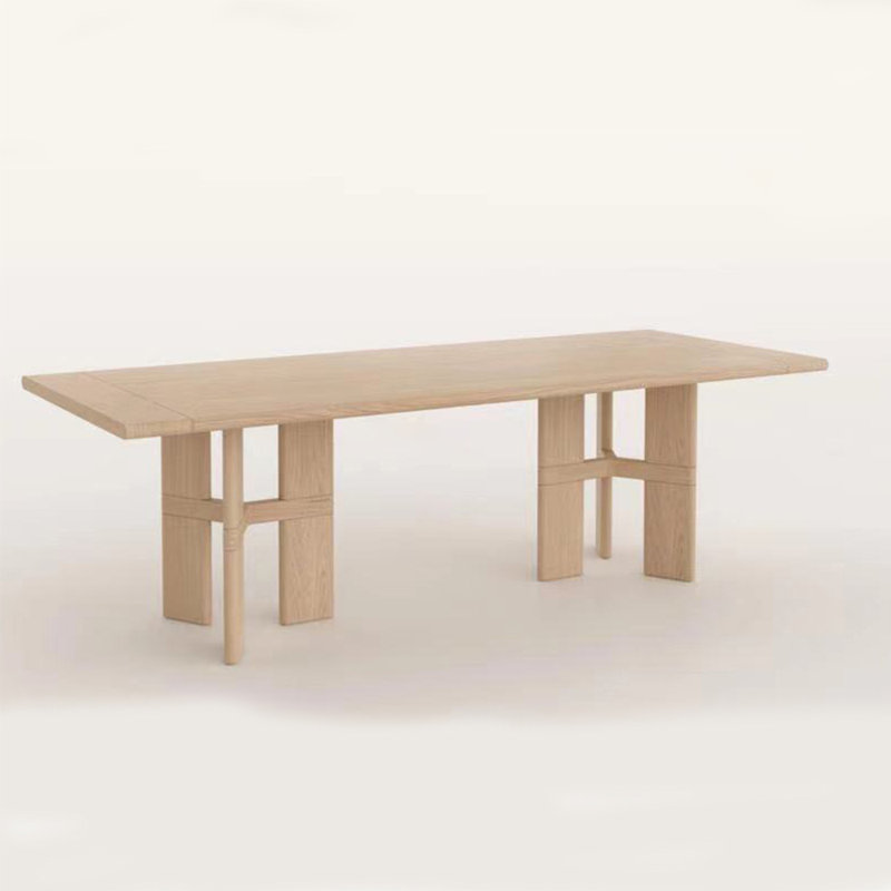 Ancient style rectangular solid wood dining table, 29.5"H x 86.6"L x 39.3"W, Wood