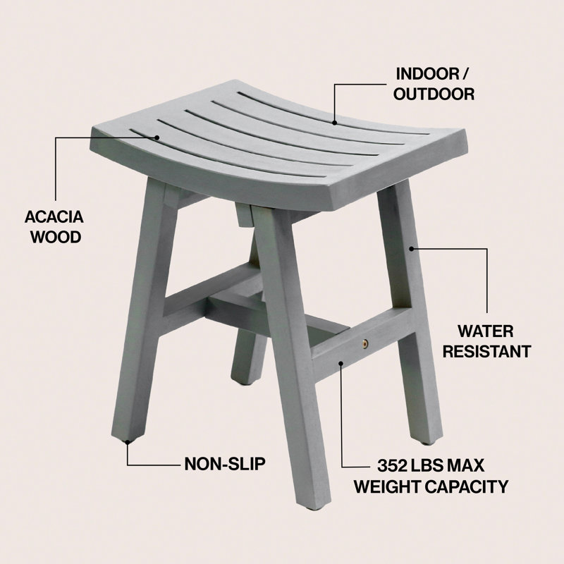 Tabouret de douche en bois d'acacia massif Tamlyn, Gris