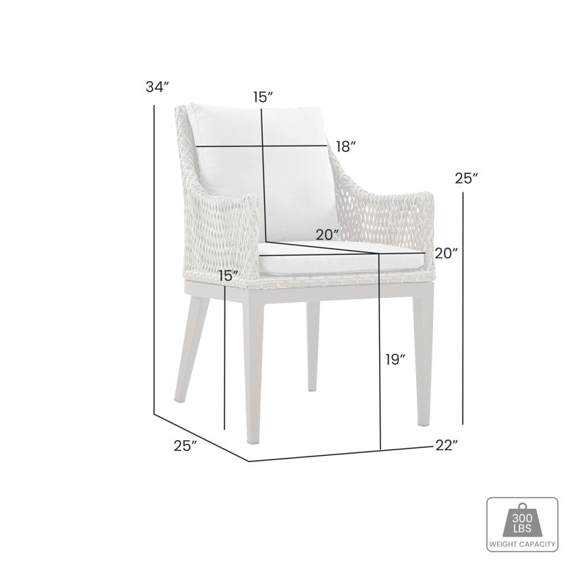 Grenada Outdoor Wicker and Aluminum Dining Chair with Grey Cushions