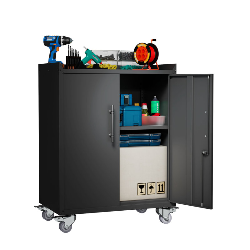 Ancy Lockable Garage Storage Cabinet with Wheels