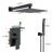 10-Inch Matte Black Wall Mounted Rain Shower System with Handheld Shower Head and Storage Shelf-122549293