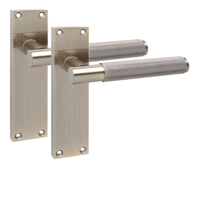 Golden Grace 4 Pair Victorian T-Bar Knurled Door Handle Antique Brushed Brass Finish with Ball Bearing Hinges and Latches - 150 x 40mm
