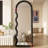 Mid-Century Wave Pattern Velvet Frame With Stand Full-Length Mirror-442941120