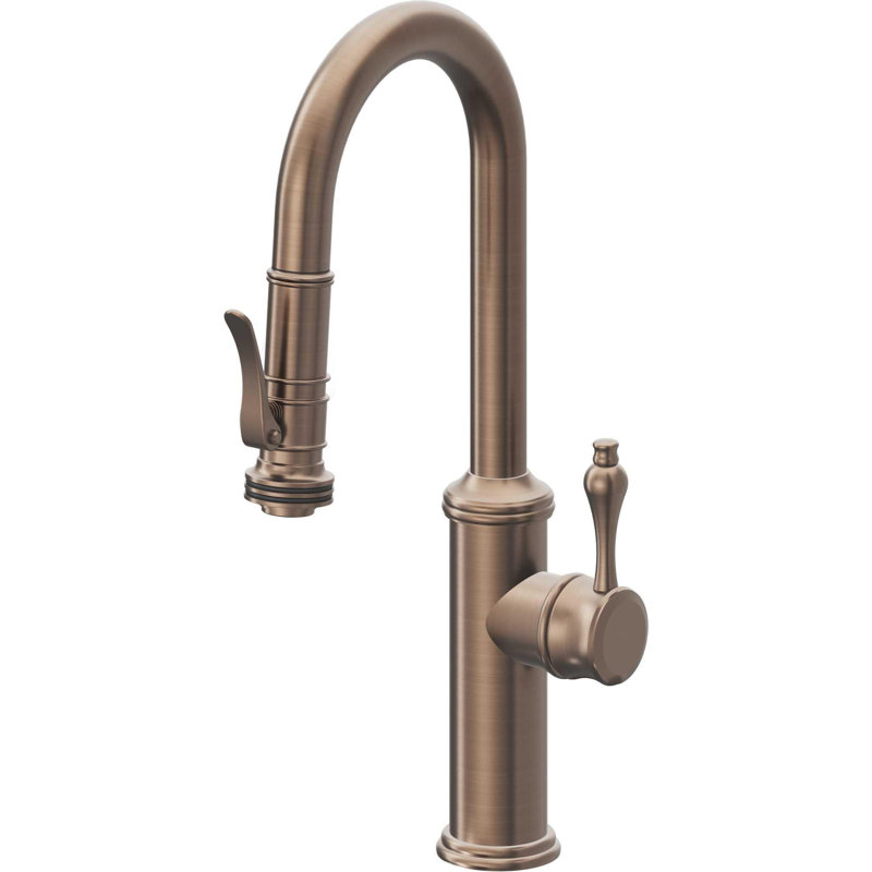 Davoli Pull-Down Prep/Bar Faucet with Squeeze Sprayer, Satin Bronze
