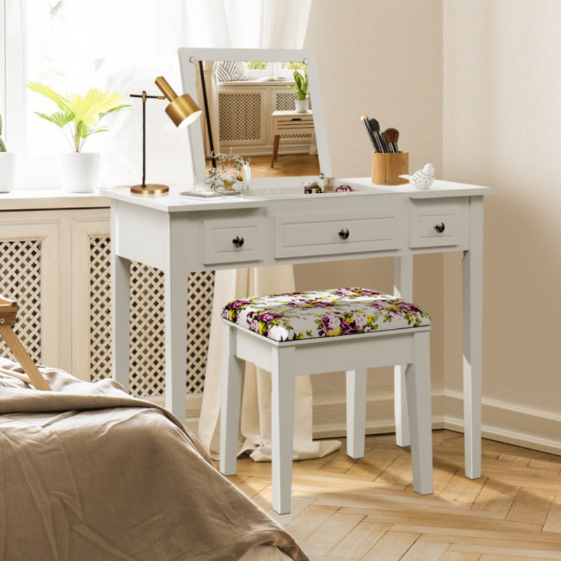 Ensemble de coiffeuse avec miroir et 3 tiroirs