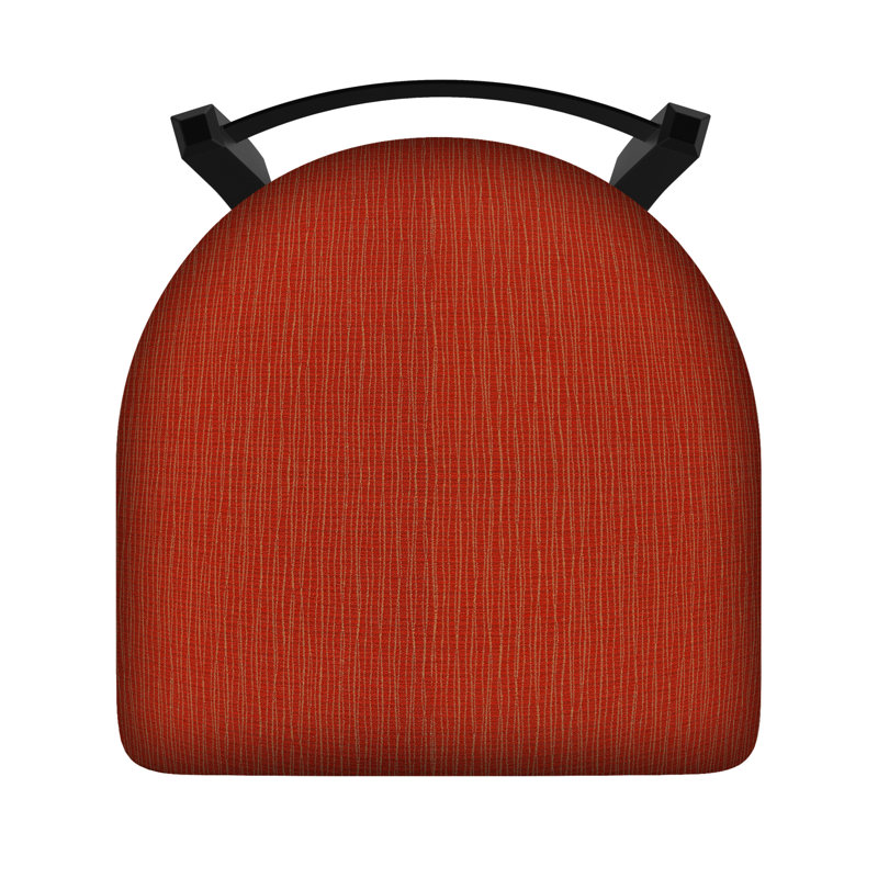 Tabouret de coiffeuse en métal Catalina, Noir froissé, Tissu graphique coquelicot