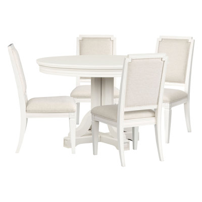 Table de salle à manger extensible ronde 48 po avec 4 chaises d'appoint rembourrées